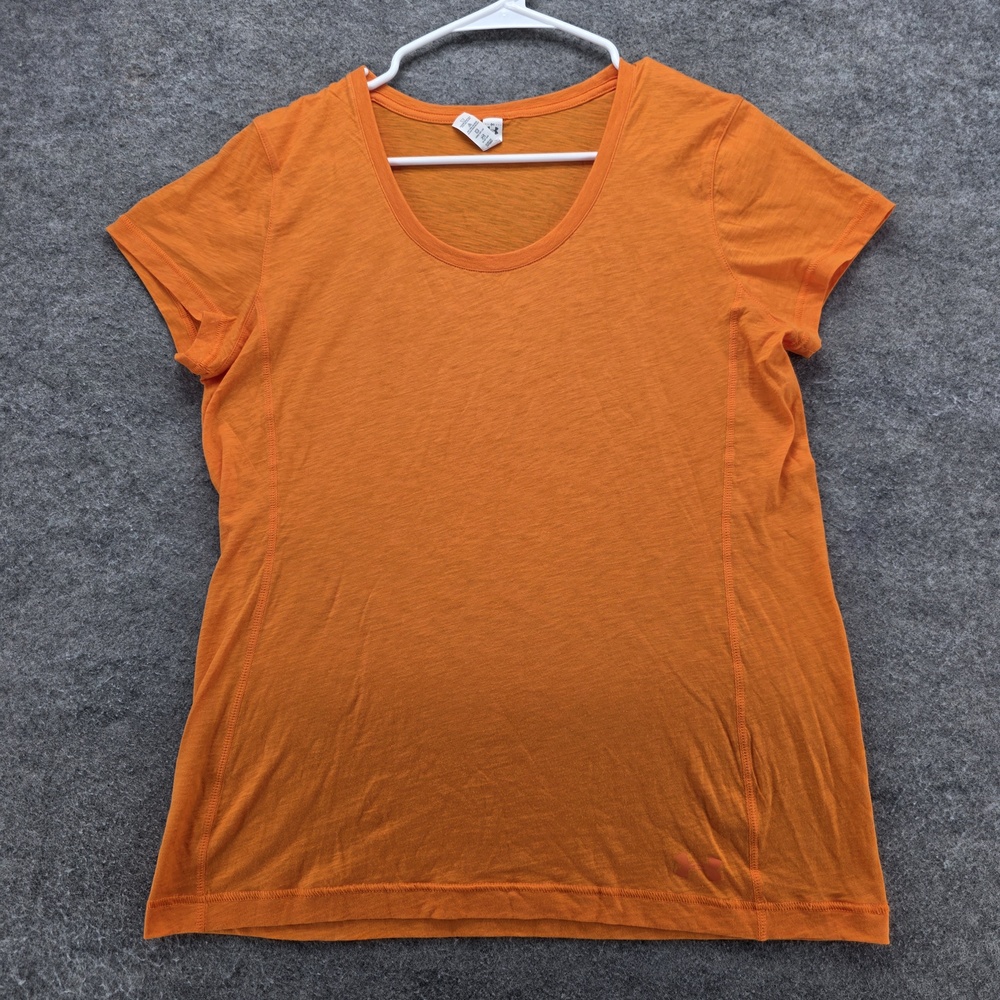 Under Armour Shirt Womens Large Orange HeatGear Semi Fitted Charged Athletic Tee
